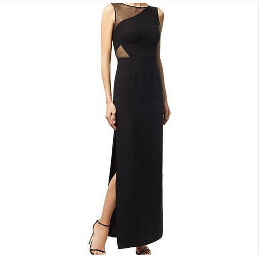 Reiss Black Mesh Panel Dress